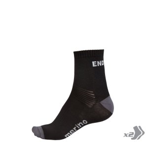 Endura BaaBaa Merino Socken (Doppelpack): Schwarz - L